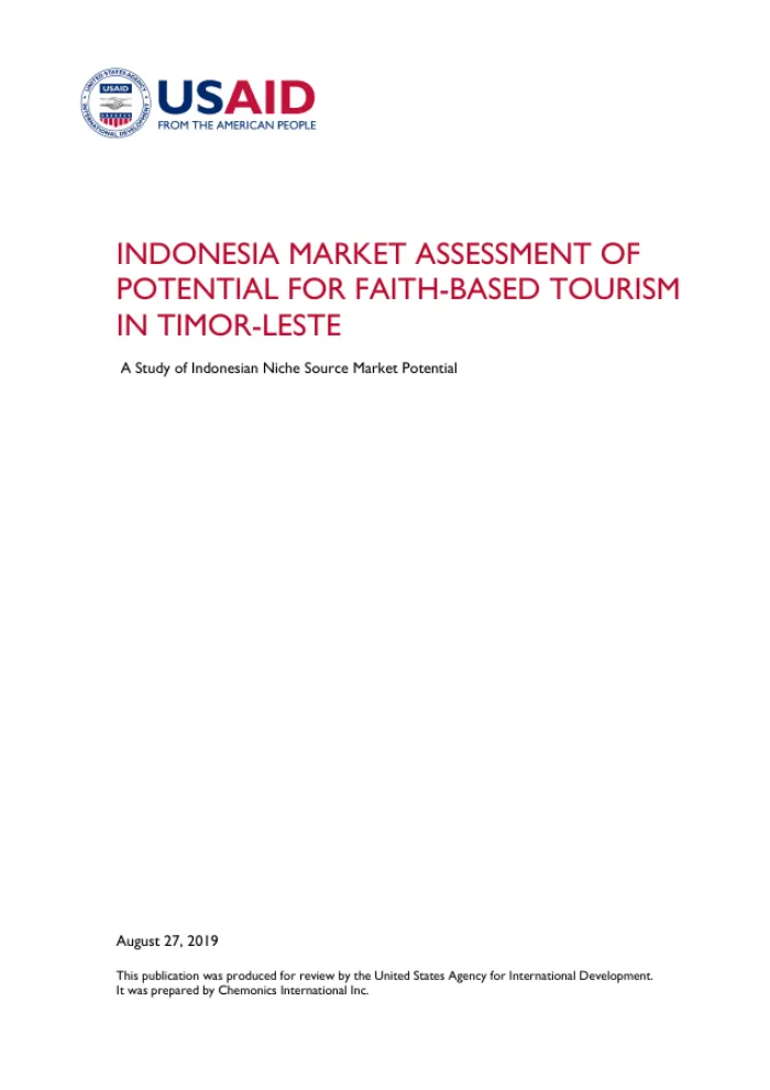 Indonesia Market Assessment Of Potential For Faith-Based Tourism In Timor-Leste