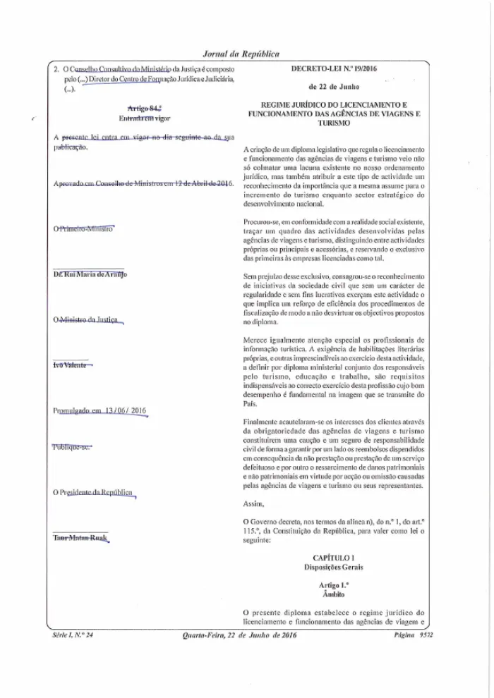 REGIME JURÍDICO DE LICENCIAMENTO E FUNCIONAMENTOS DE AGÊNCIAS VIAGENS E TURISMO