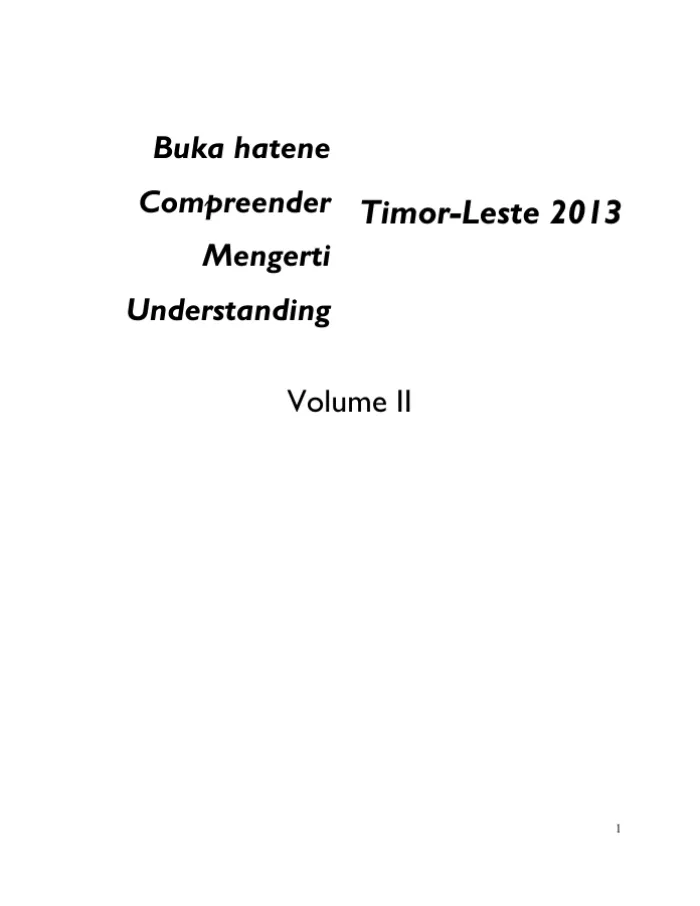 Understanding Timor-Leste 2013